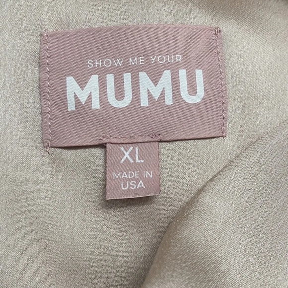 SHOW ME YOUR MUMU Rome Twist Gown  Size XL Champagne Luxe Satin NWOT Bridesmaid - Picture 7 of 9